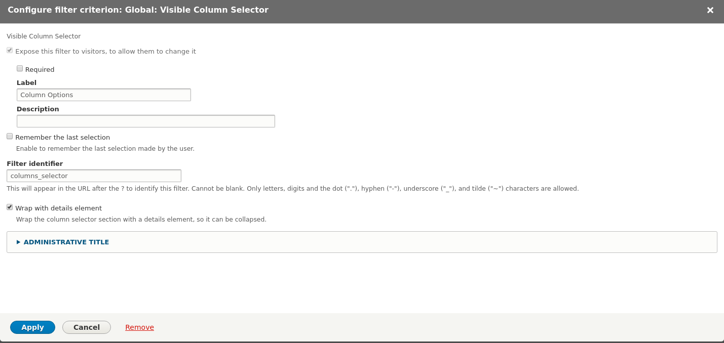 Configure Flexible Table and the Visible Column Selector | Drupal guide ...