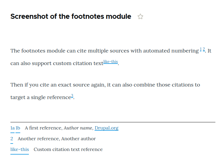 Screenshot of sample front-end output