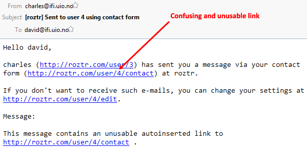 Contact email broken URL