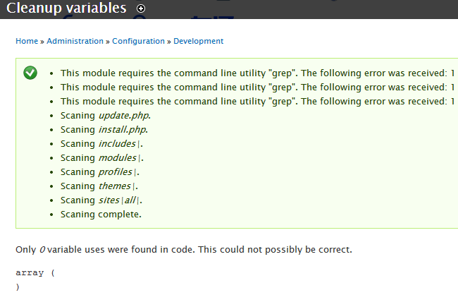 This module requires the command line utility "grep". The following error was received: 1. This module requires the command line utility "grep".