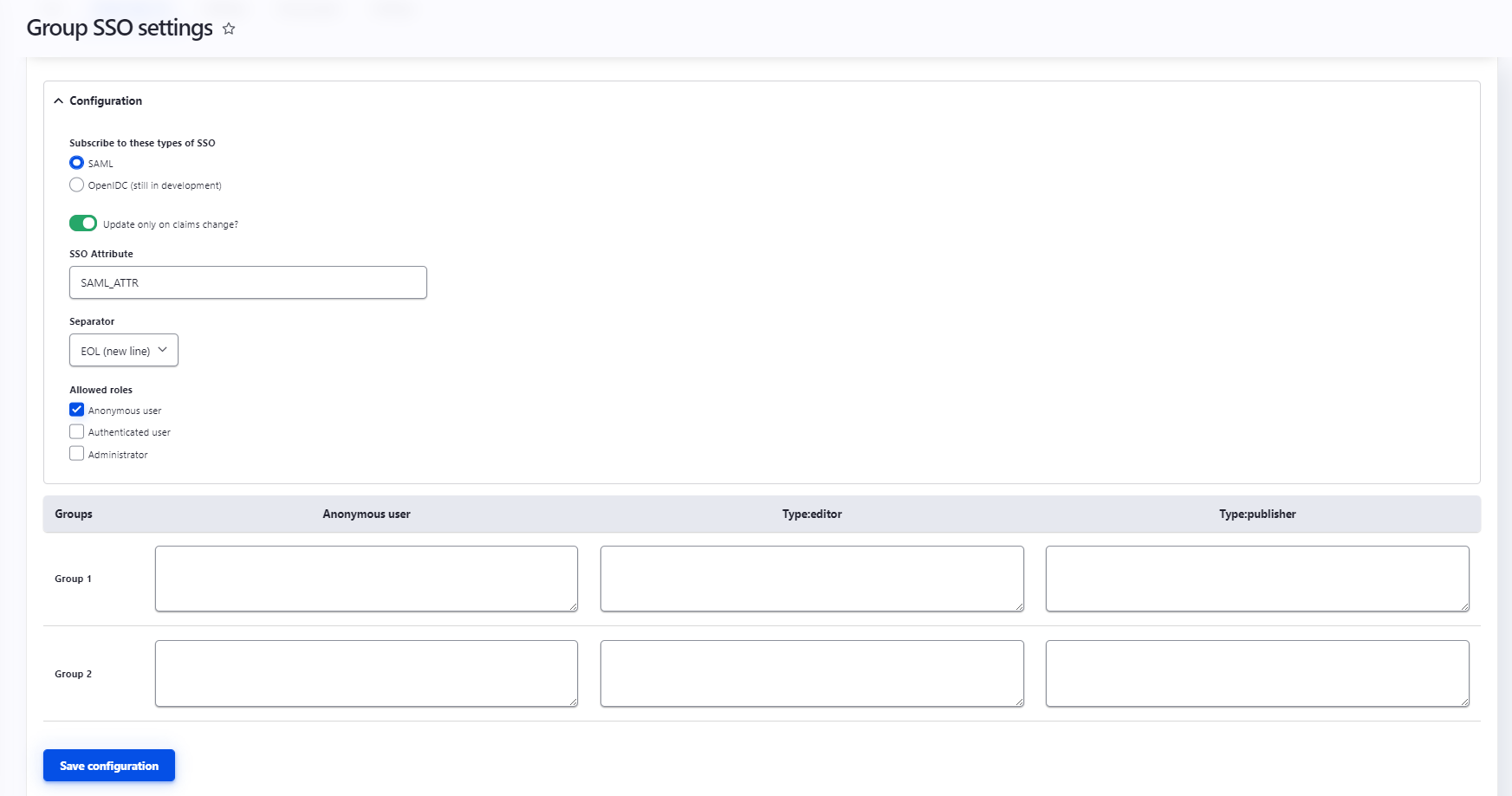 Configuration Page