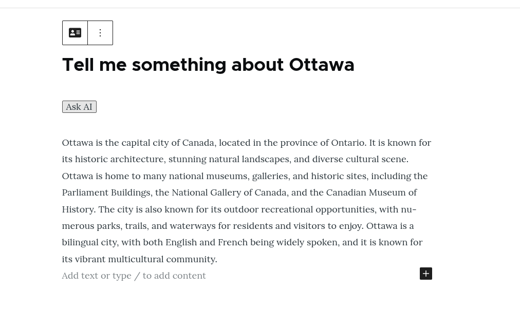 Gutenberg AI Plugin in action