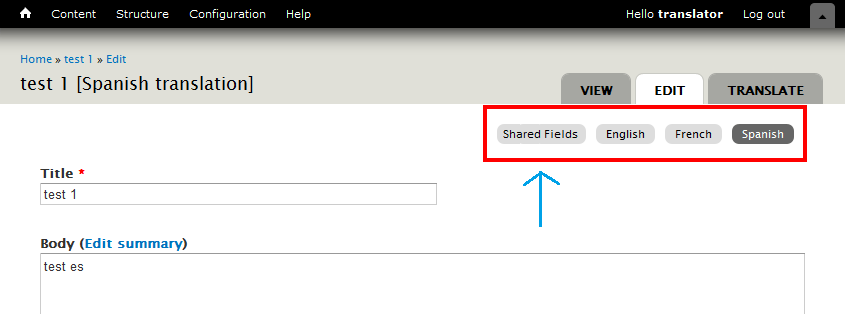 Shared fields secondary tab