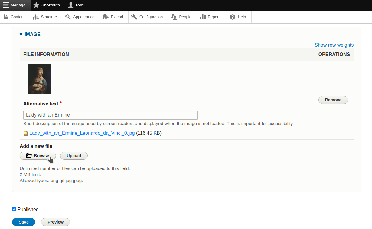 Add new file field with uploaded file Add new file field with uploaded file