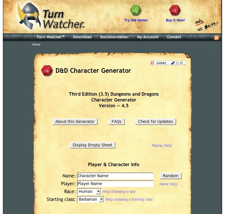 D&D Character Generator Drupal.org
