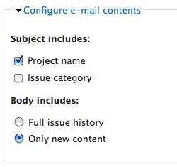 Issue e-mail notification UI: configure contents