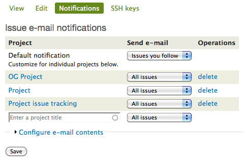 Issue e-mail notification UI: per-project overrides