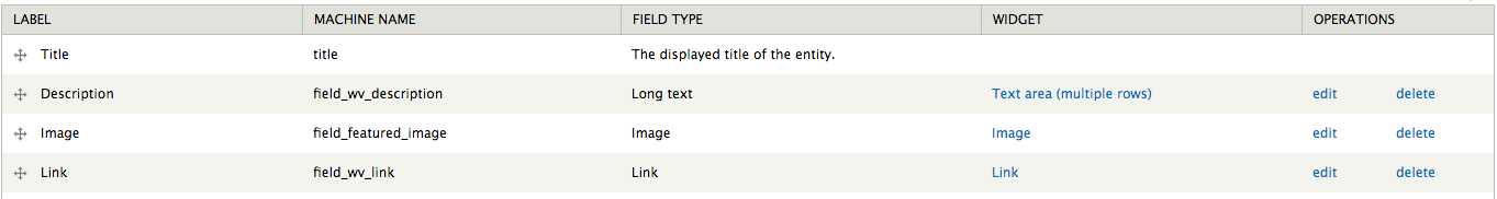 shows the fields