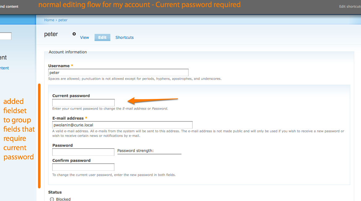 Add Current Password Field To Change Password Form Drupal Org