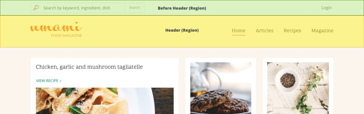 Umami header regions desktop