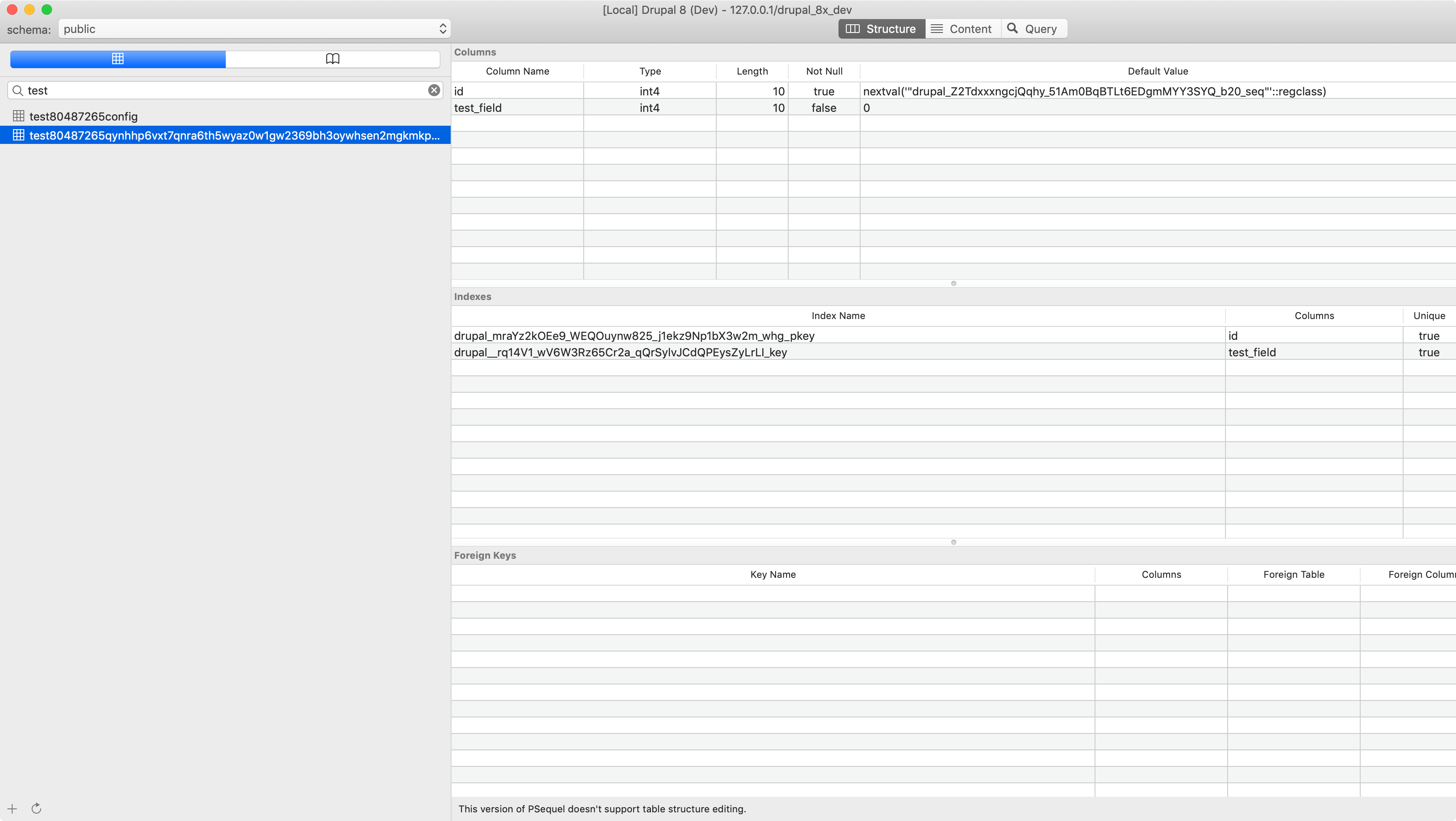 sql alter table in postico