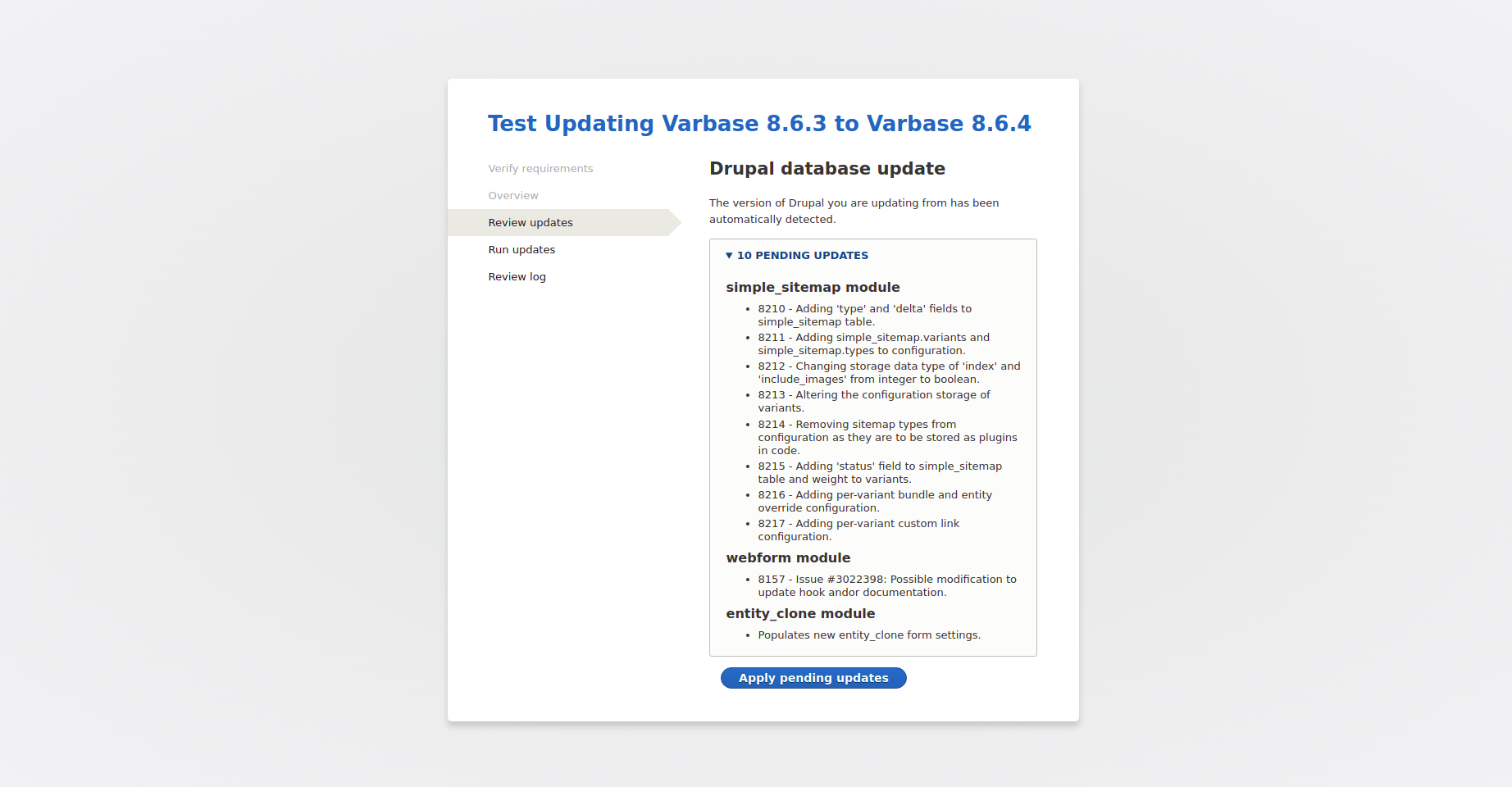 Updating Varbase 8.6.3 to Varbase 8.6.4