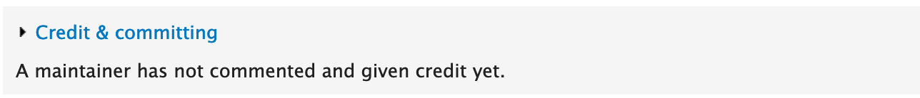 Screenshot of credit & committing fieldset before a maintainer has commented