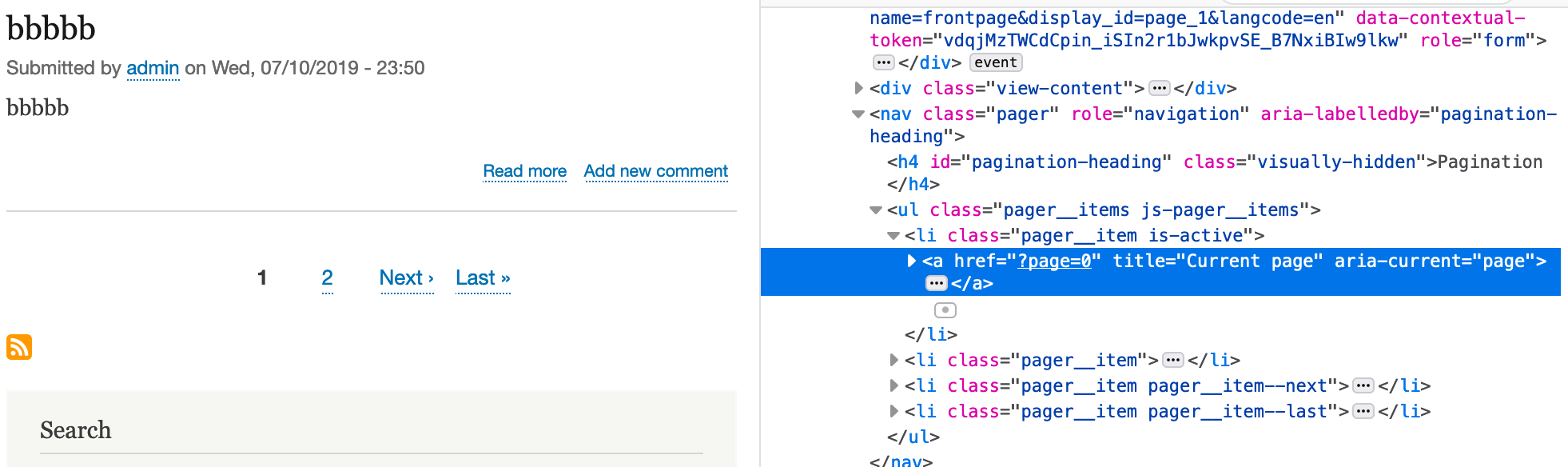 Use aria-current=page in pagination links. [#2952488] | Drupal.org