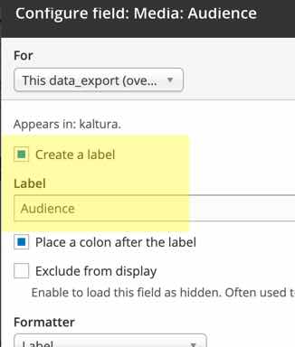 Screenshot of Create a Label on by default