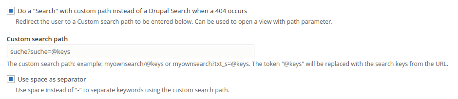 Search 404 configuration page