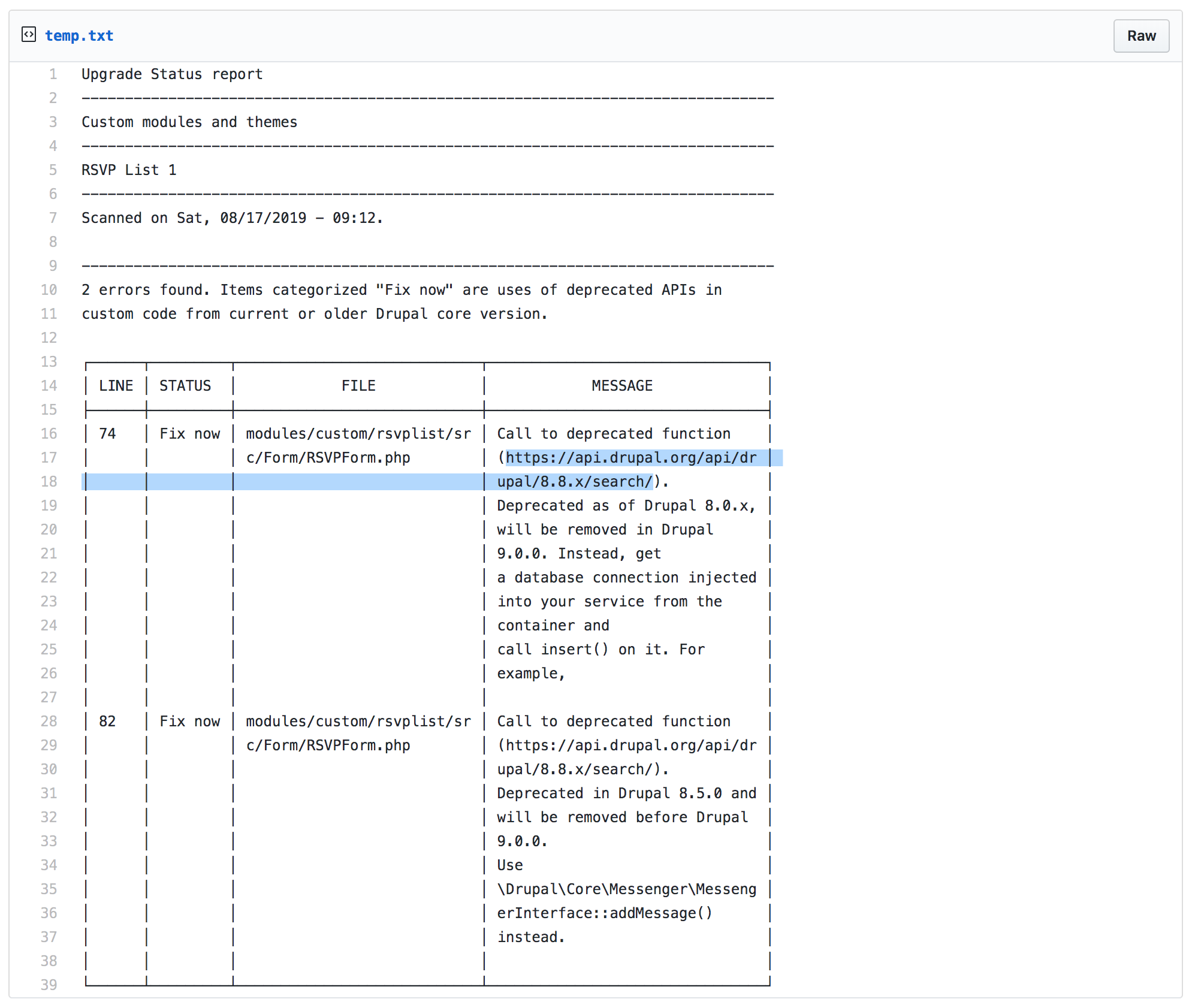 Upgrade Status ASCII Export URL copy issue