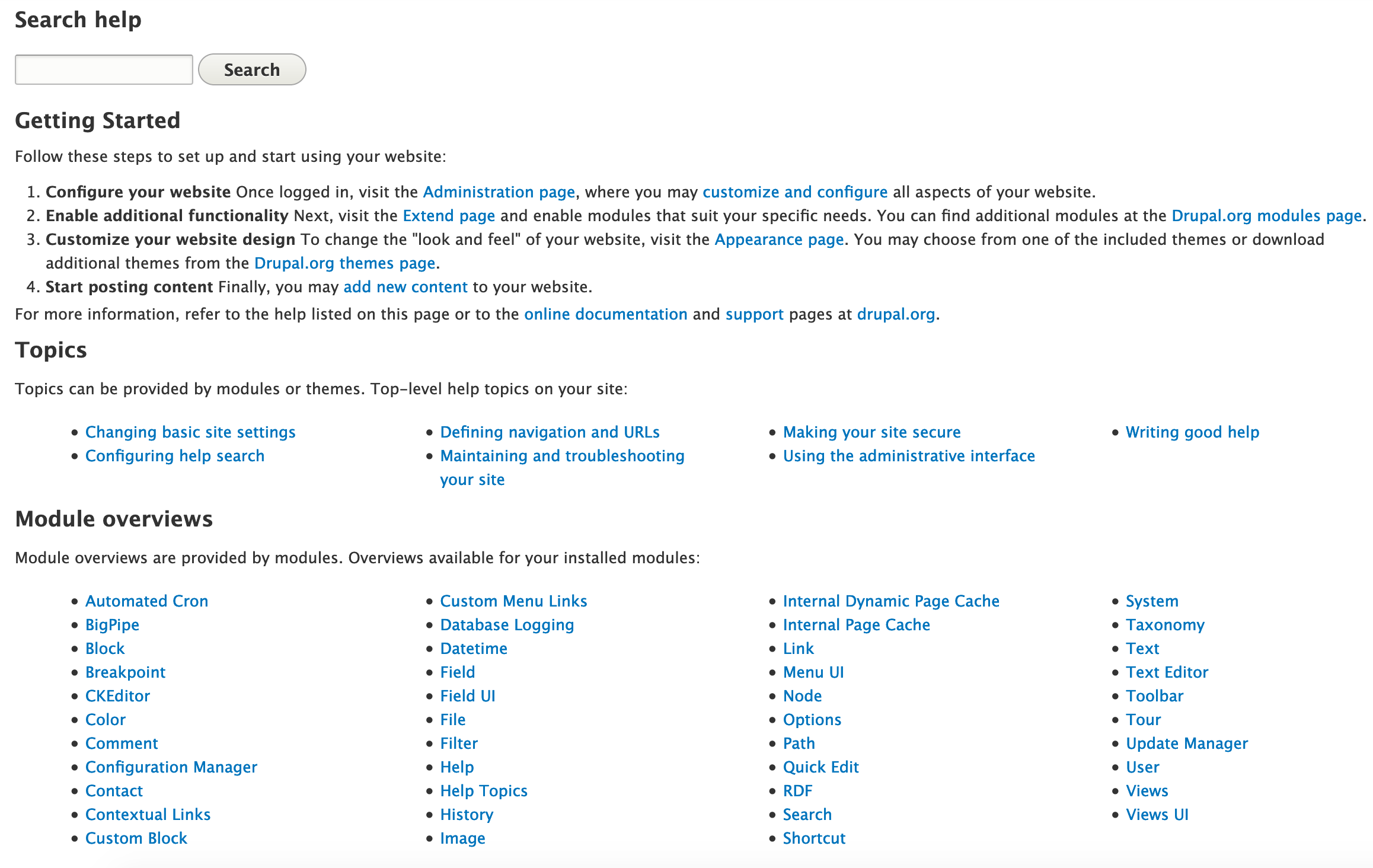 Help index now contains search box, heading for topics underneath tutorial.
