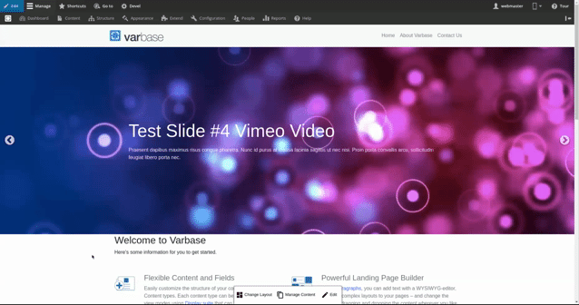 Varbase Media Hero Slider - with Vartheme BS4  and VARBASE_BS4_SUBTHEME