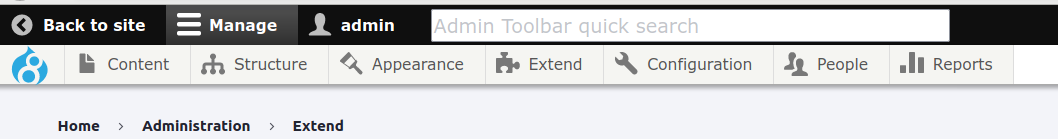 Admin Toolbar quick search