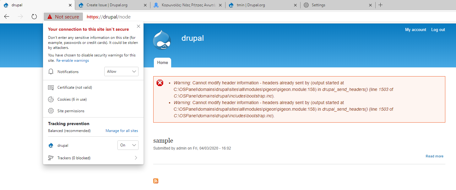 Cannot Modify Header Information - Headers Already Sent By... [#3124756] |  Drupal.Org