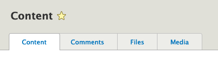 Administrative tabs displayed with Content highlighted as active