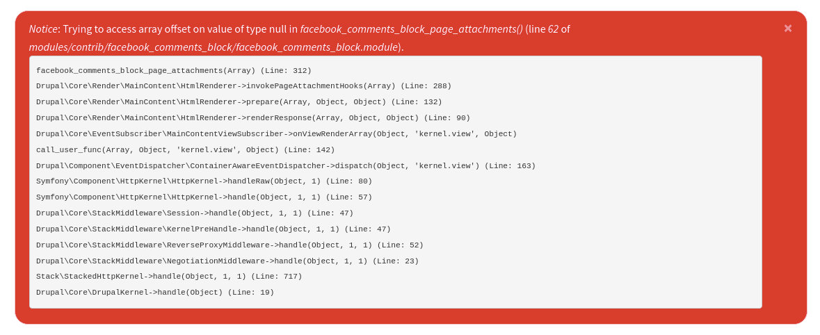 Trying To Access Array Offset On Value Of Type Null In  Facebook_Comments_Block_Page_Attachments() [#3216528] | Drupal.Org