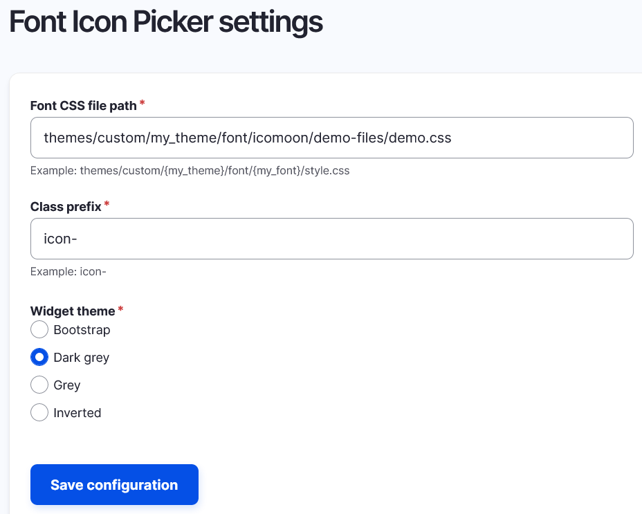 Form configuration