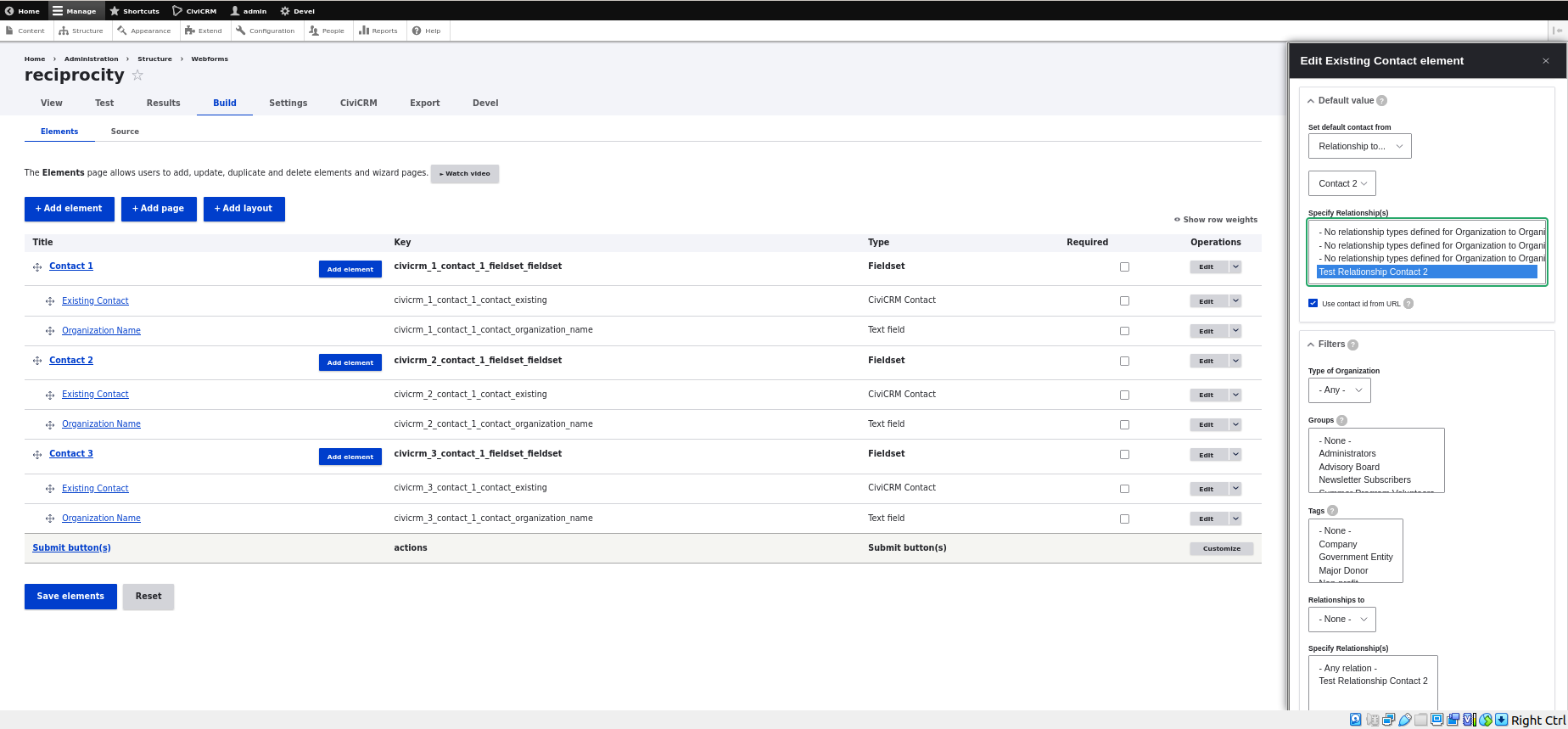 Specify relationships list for sub type contacts doesn't populate ...