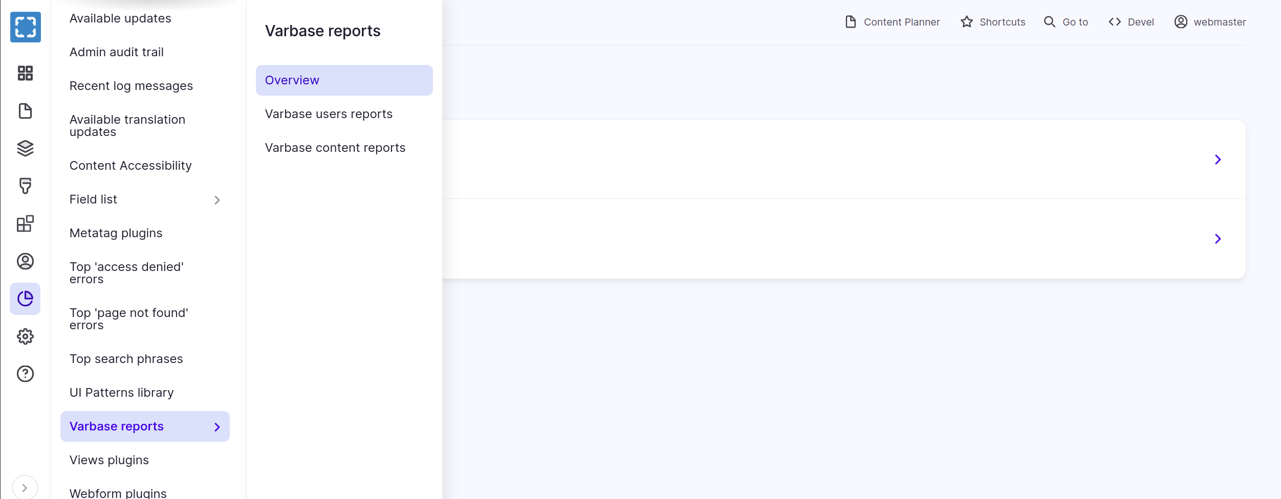 Navigate to Reports \ Varbase Reports