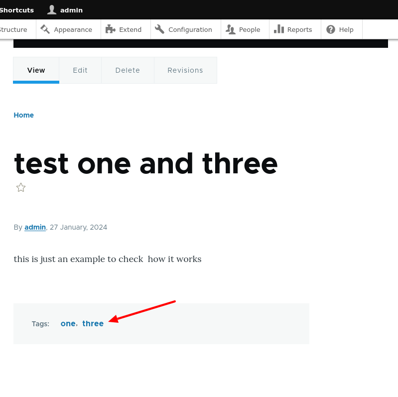 Node view with tags