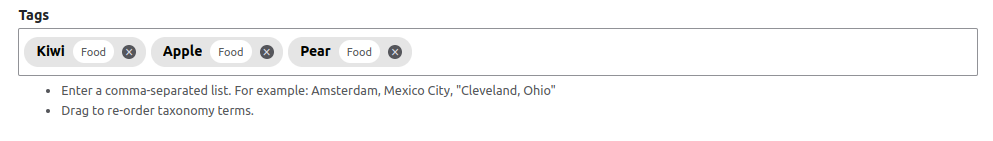 Entity reference field with Tagify example (Including Info Label Vocabulary)