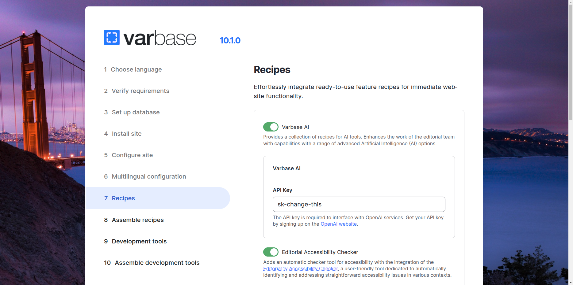 Varbase 10.1.0 recipes installation step with Varbase AI