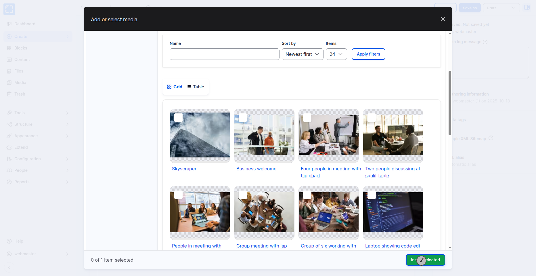 Media Library - Images - Create Blog post