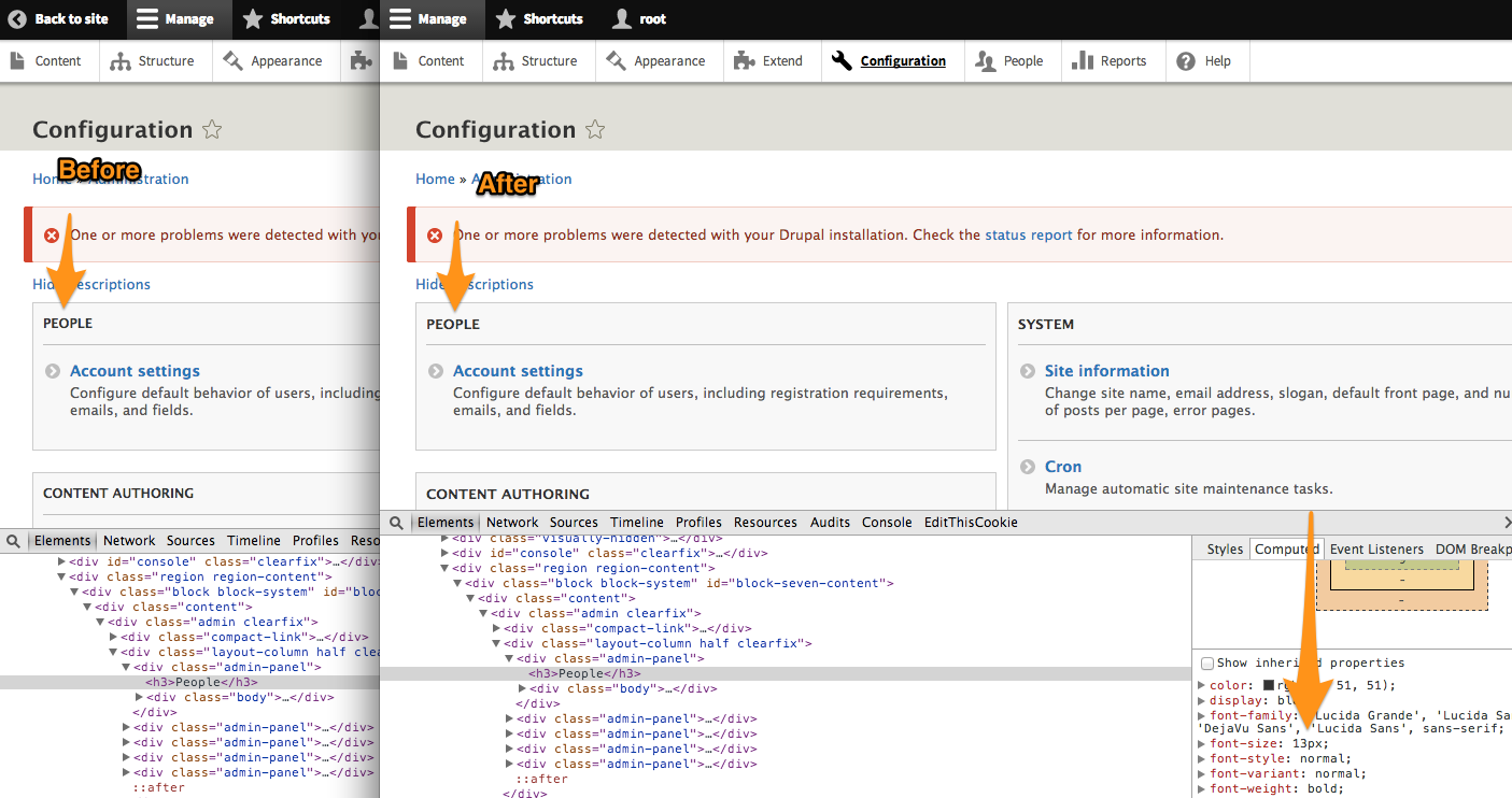 drupal 8 form details type elements Improve font smallest visibility Seven's of