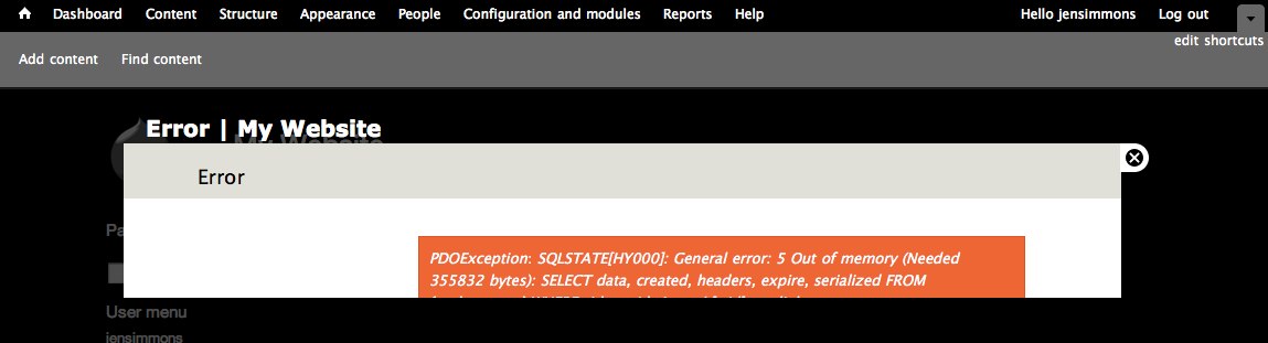 No room in overlay module for Error Messages [#668464] | Drupal.org