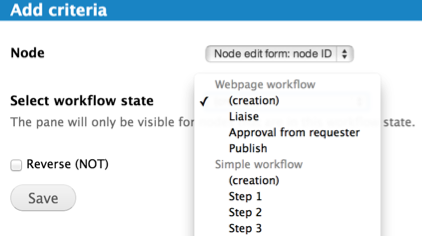 Select workflow stage