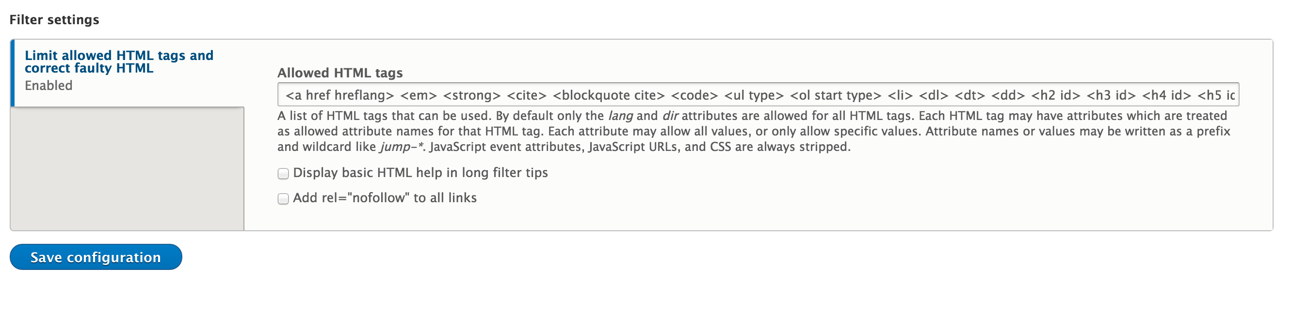 Fix Text For Limit Allowed Html Tags Filter To Also Indicate It Restricts Html Attributes 2579357 Drupal Org