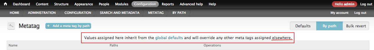 By design, metatags by path override any other metatags