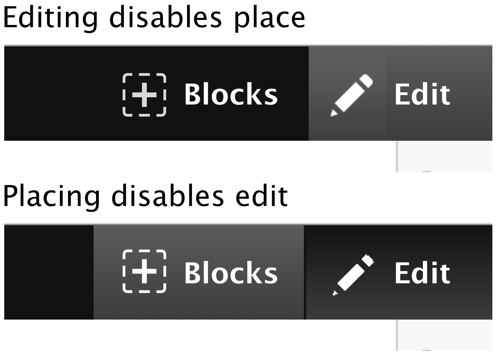 Editing disables build; build disables Edit