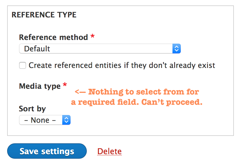 Required field shown with no selectable options.