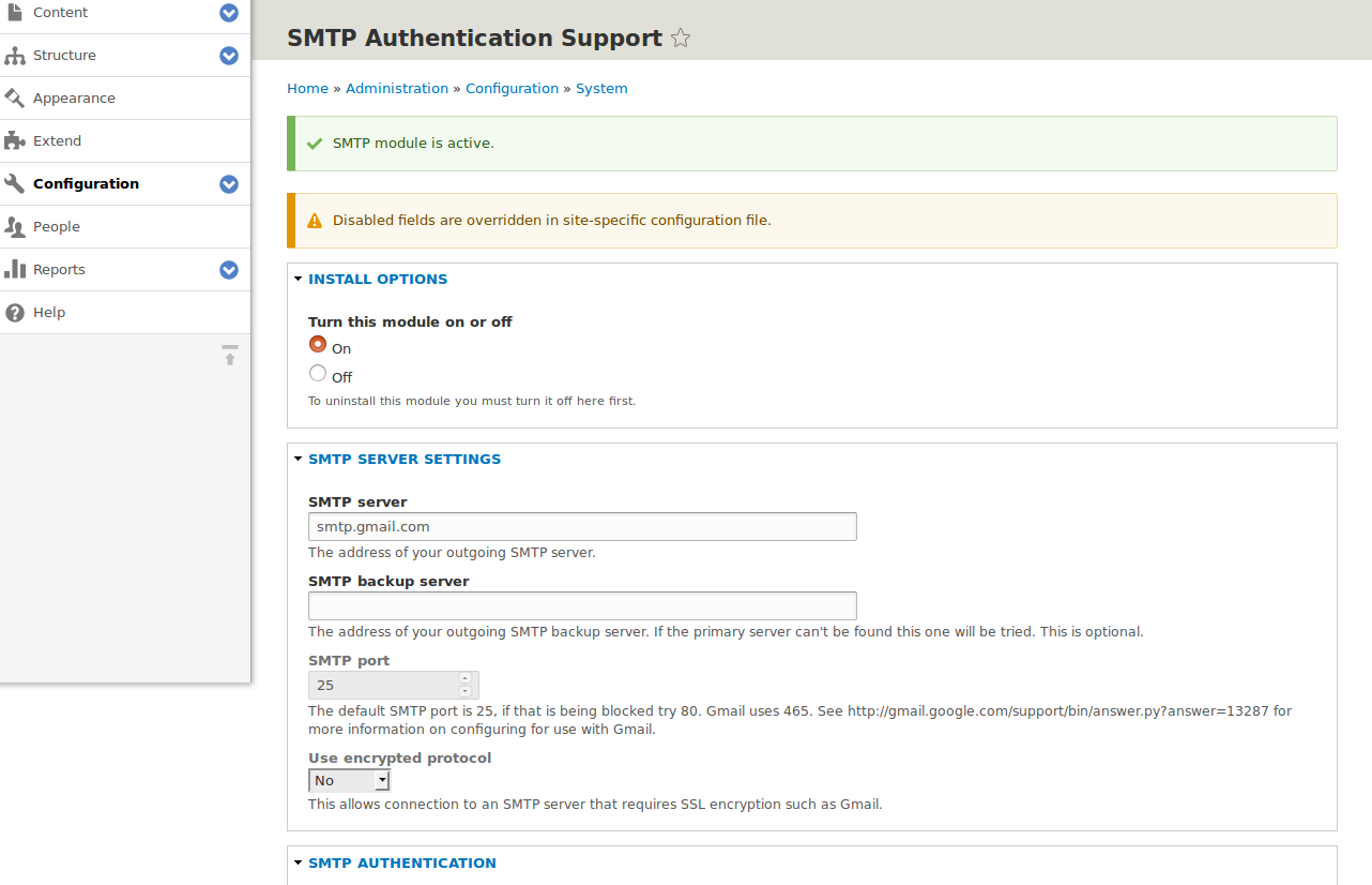 Port SSL SMTP.