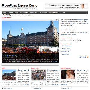 Frontpage of demo site