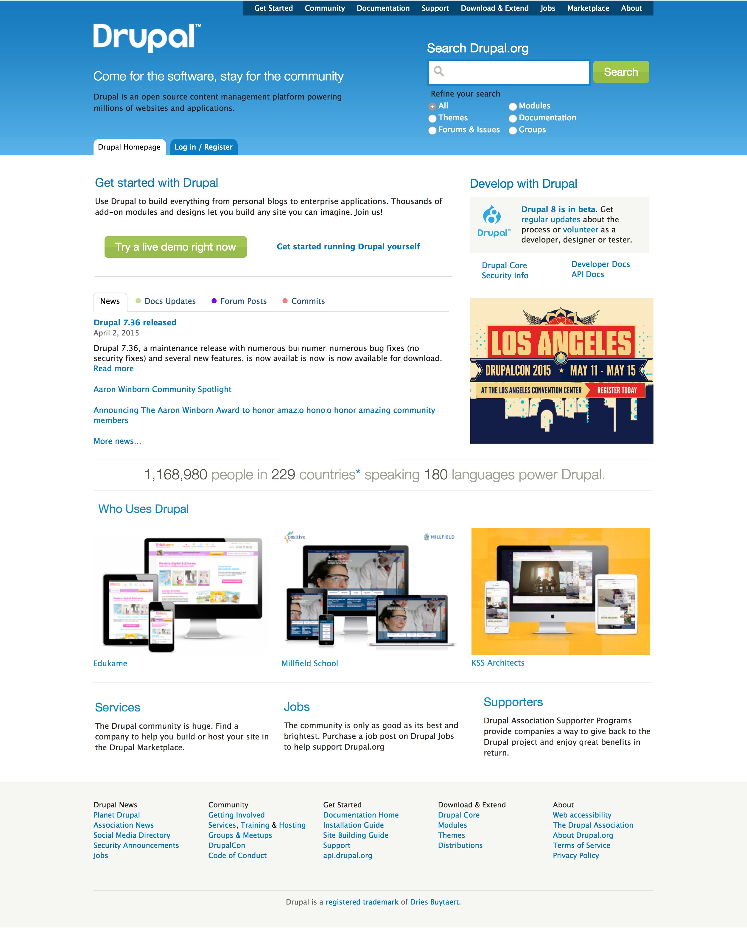 First Iteration Of Drupal.org Front Page To Support The Content ...