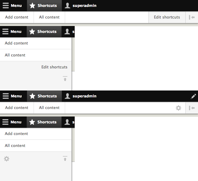 Visual cleanup of edit shortcuts link mockup