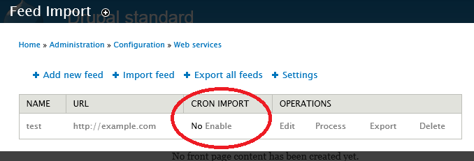 Feed import Cron Item