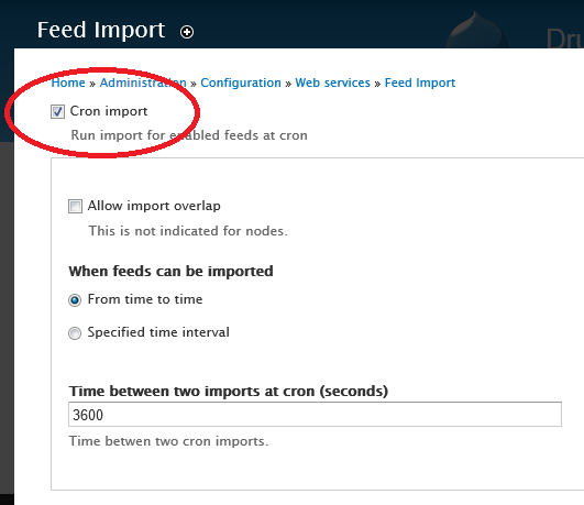 Feed Import Cron Settings