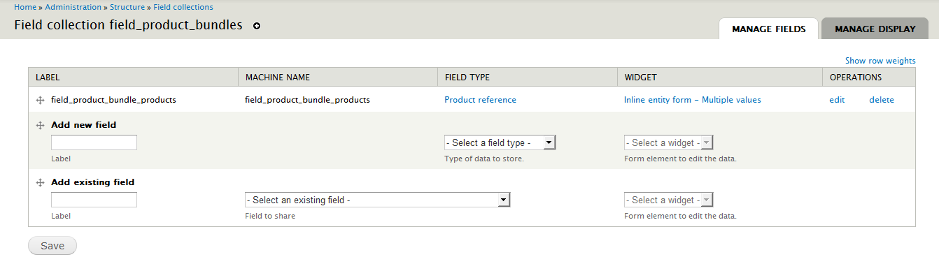 Field collection field_product_bundles