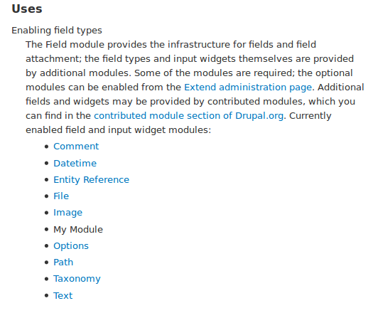 Help for field types