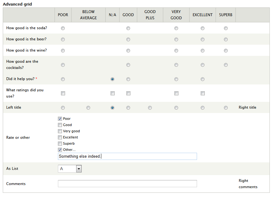 element webform drupal 8 table grid Advanced conditionals, choice, (multiple non